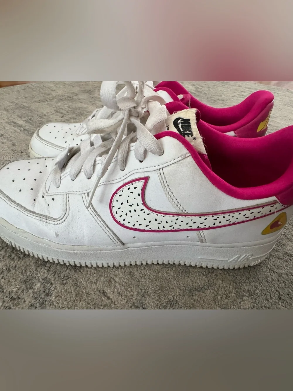 Nike Kids White Sneakers with Bright Pink Lining